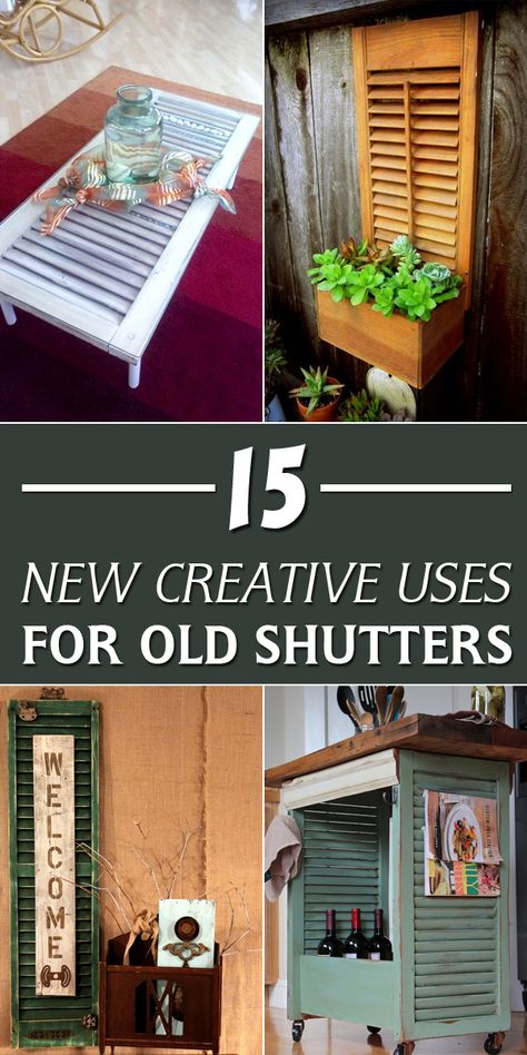 Shutter Repurposed, Shutter Diy, Bedroom Shutters, Repurposed Shutters, Shutter Shelf, Shutter Ideas, Shutter Projects, Repurposed Headboard, Shutter Decor