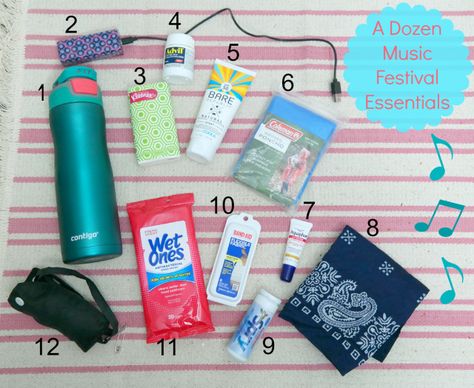 Rave Bag Essentials, Music Festival Survival Kit, Concert Survival Kit, Music Festival Bag Essentials, Music Festival Necessities, What To Pack For A Music Festival, Concert Must Haves List, Band Camp Essentials, Music Festival Must Haves