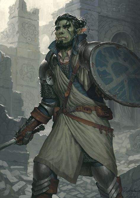 Dnd Orc Male, Dnd Cleric Art, Half Orc Dnd, Dnd Half Orc, Orc Cleric, Half Orc Paladin, Half Orc Male, Orc Paladin, Half-orc Male