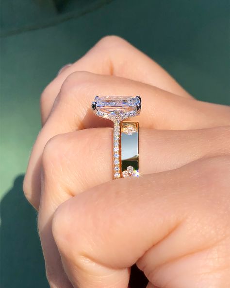 Ascot Diamonds, Radiant Engagement Ring, Gold Wedding Ring Set, Radiant Engagement, Radiant Cut Rings, Anniversary Ring Set, Diamond Band Engagement Ring, Radiant Engagement Rings, Cushion Cut Engagement Ring