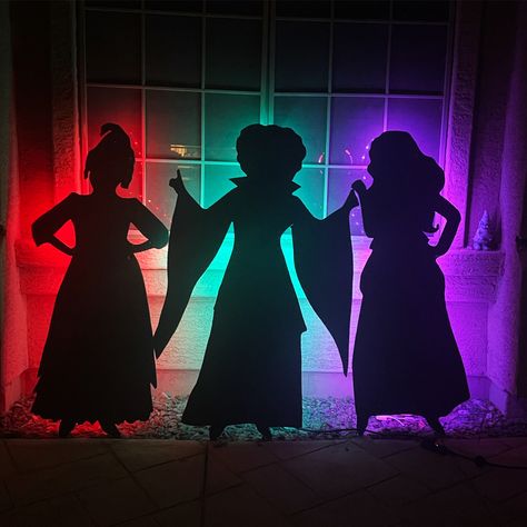 Hocus Pocus Outdoor Decorations Diy, Hocus Pocus Lawn Decorations, Hocus Pocus Cutout, Diy Sanderson Sisters Decor, Hocus Pocus Diy Decor, Hocus Pocus Decorations Diy, Halloween Wood Cutouts, Hocus Pocus Sisters, Hocus Pocus Halloween Decor