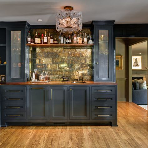 Driftwood Cottage - Transitional - Home Bar - Providence - by Home at 2 Design | Houzz Repurpose Dining Room, Wet Bar Ideas, Omega Cabinetry, Wet Bar Designs, Home Wet Bar, Recessed Panel Cabinets, Home Bar Rooms, Light Wood Cabinets, Home Bar Design