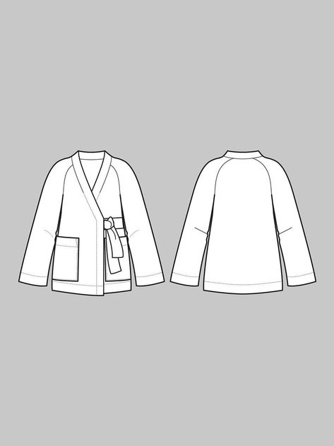 Wrap Jacket Sewing Pattern and Oversized Kimono Paper Pattern by The Assembly Line Wrap Jacket Pattern, Kimono Jacket Sewing Pattern, Kimono Jacket Pattern, Kimono Patterns, Jacket Sewing, Mode Punk, Scandinavian Aesthetic, Flat Sketches, Jacket Pattern Sewing