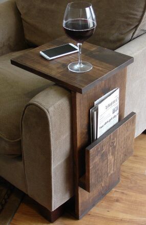 Couch side table Table Couch, Tv Tray Table, Прикроватные Тумбочки, Diy Casa, Table Stand, Table Sofa, Arm Rest, Tray Table, Sofa Table