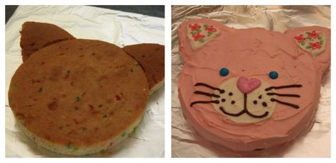 Cat Face Birthday Cake, Cat Cake Diy Easy, Calico Cat Birthday Party, Cat Face Cakes Birthday, Homemade Cat Cake, How To Make A Kitty Cat Cake, Cat Cake Tutorial, Cat Cake Diy, Calico Cat Cake