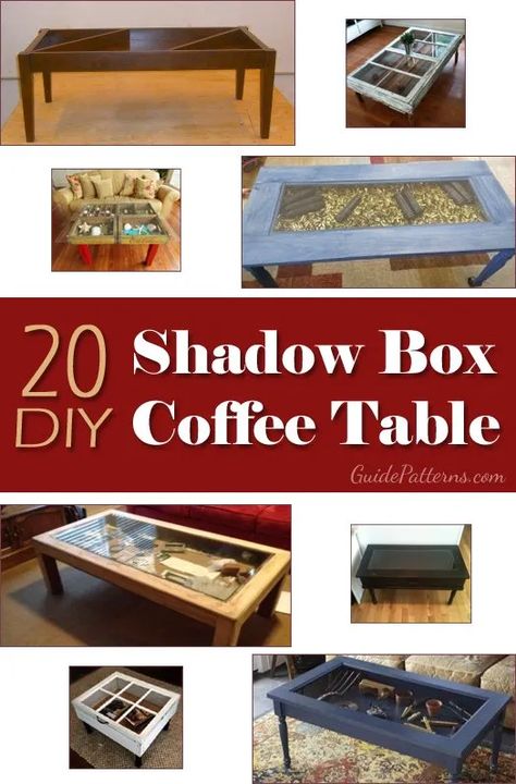 20 DIY Shadow Box Coffee Table Plans | Guide Patterns Coffee Tables Diy, Shadow Box Table, Shadow Box Coffee Table, Glass Shadow, Box Coffee Table, Glass Shadow Box, Coffee Table Plans, Diy Coffee Bar, Diy Shadow Box