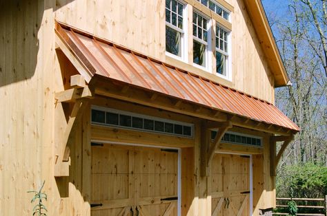 Timber Frame Eyebrow Roof: The Barn Yard & Great Country Garages Eyebrow Roof Over Garage, Eyebrow Roof, Rustic Home Exterior, Garage Builders, House Awnings, Post And Beam Barn, Custom Garage Doors, Roofing Options, Pole Barns