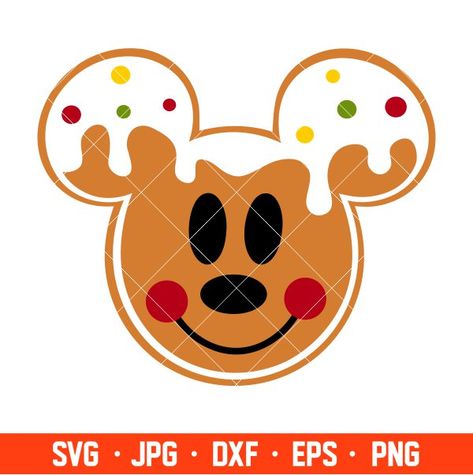 Mickey Mouse Christmas Svg, Mickey Gingerbread, Woodworking Christmas, Mickey Head Svg, Gingerbread Svg, Disney Christmas Svg, Freebie Svg, Tufting Ideas, Disney Stickers