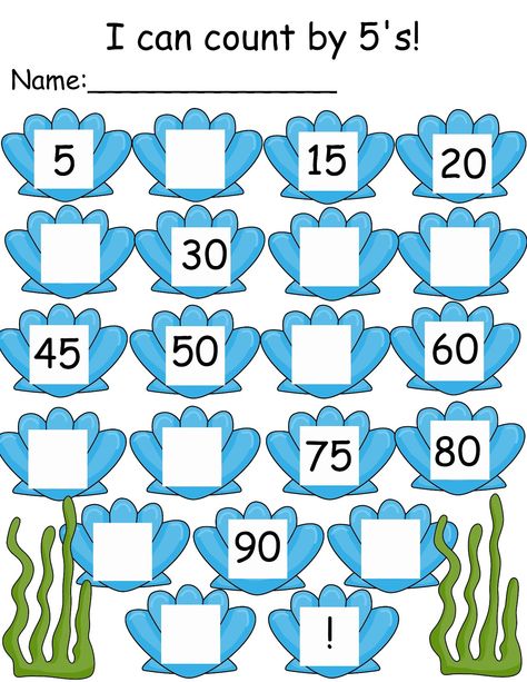 Kindergarten Math Worksheets Counting, Skip Counting Kindergarten, Skip Counting By 5, Skip Counting By 5's, Skip Counting Worksheets, Counting In 5s, Counting By 2's, Counting By 5's, Counting Worksheets