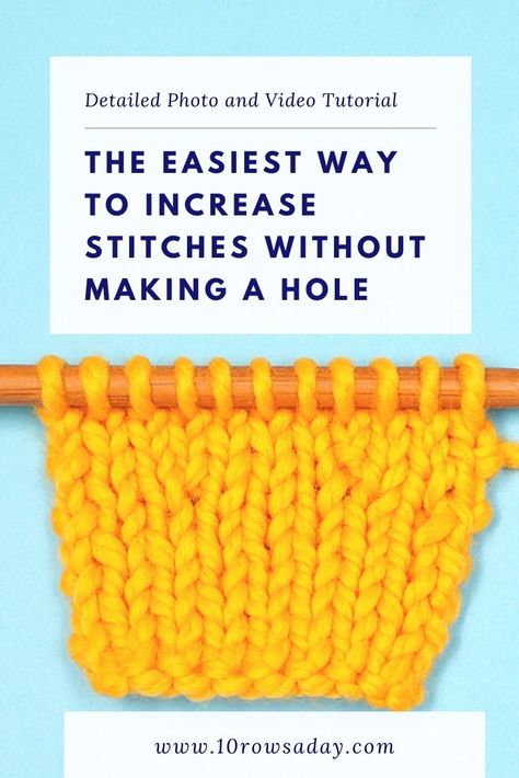 Regular and Reverse Yarn Over - The Easiest Way to Increase Stitches in Knitting | 10 rows a day Yarn Weight Chart, Knitting Increase, Knitting 101, Advanced Knitting, Knitting Hacks, Knitting Help, Knitting Stitches Tutorial, Knitting Basics, Patterns Sewing