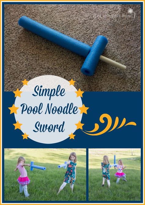 Make Your Own Simple Pool Noodle Swords    Could we do this without the sticks?  Dollar Tree has noodles for $1 and should make at least 2 from each 1mo Pool Noodle Swords, Kingdom Vbs, Simple Pool, Medieval Party, Bible School Crafts, Pool Noodle, Vbs Crafts, Diy Pool, Pool Noodles