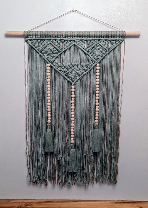 Sage green macrame wall hanging by Bre Green Macrame Wall Hanging, Turquoise Macrame Wall Hanging, Navy Blue Macrame Wall Hanging, Green Woven Wall Hanging, Sage Green Macrame Wall Hanging, Dark Blue Macrame Wall Hanging, Green Macrame, Big Girl Rooms, Big Girl