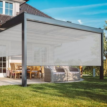 Outdoor Sun Blocking Ideas, Patio Blinds Outdoor, Porch Shades Outdoor, Outdoor Blinds Patios, Gazebo Porch, Waterproof Blinds, Sheer Roller Shades, Outdoor Roller Blinds, Deck Pergola