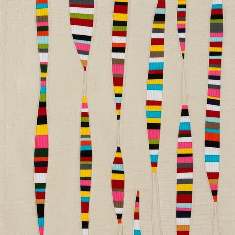 Maria Shell on Instagram: “This quilt is called DNA, but I almost called it Mod Pods and Liquid Sunshine. If you would like to know the story behind this quilt, just…” Striped Quilts, Maria Shell, Contemporary Art Quilt, Liquid Sunshine, Improv Quilting, Abstract Quilt, Solid Quilt, Quilt Design, Scrap Quilts