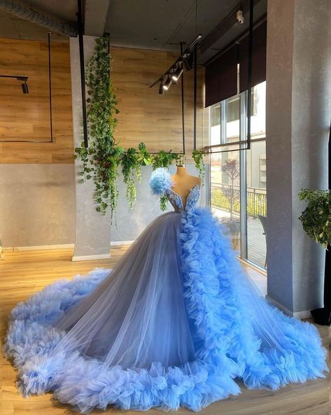 Blue Wedding Ball Gown, Maternity Photo Dress, Ball Gown Prom Dresses, Gown Prom Dresses, Blue Feathers, Tulle Balls, Pretty Quinceanera Dresses, Animale Rare, Tulle Ball Gown