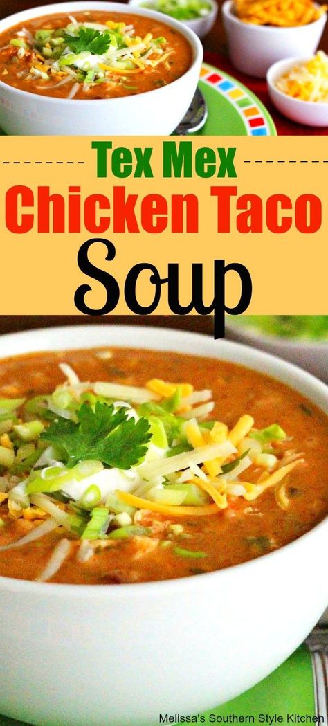 Tex Mex Enchiladas, Tex Mex Soup, Enchiladas Mexicanas, Chicken Taco Soup Recipe, Tex Mex Chicken, Taco Soup Recipe, Mexican Soup, Chicken Taco Soup, Chicken Taco