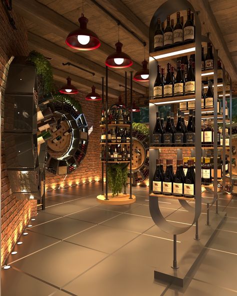 Wine shop interior Factory Style Interior, Wine Shop Interior, Interior Design Behance, Wine Tasting Room, Wine Shop, Tasting Room, Shop Interior Design, Shop Interior, Wine Tasting