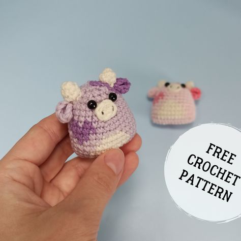 Crochet Small Items Free Pattern, Practical Crochet, Crocheted Cow Pattern, Crocheted Animals, Cozy Crochet Patterns, Quick Crochet Patterns, Crochet Keychain Pattern, Pola Amigurumi, Small Crochet