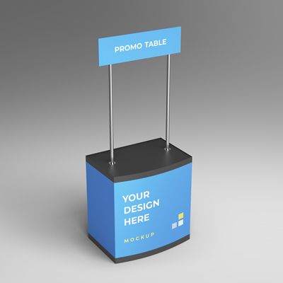 Promo stand table mockup Table Mockup, Stand Table, Mockup Free Download, Table Display, Free Mockup, Mockup, Free Download, Things To Sell, Quick Saves