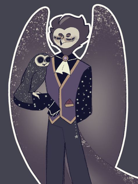 My d&d character, Vyl. He’s an owlin wizard with an owl familiar :D Owlin Wizard, Owlin Dnd, Owl Familiar, Dnd Ideas, Dnd Art, Art Fantasy, Barn Owl, Helluva Boss, Character Creation