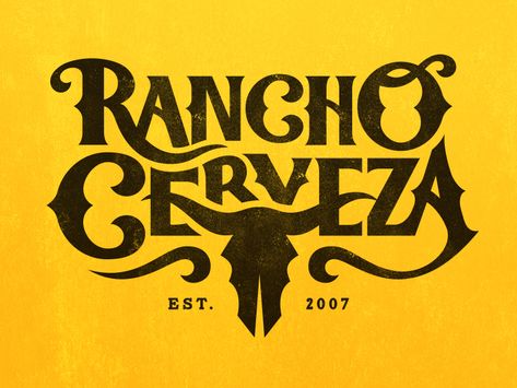 Western Hand Lettering, Logo Vaquero, Skull Typography, Cow Branding, Western Lettering, Western Typography, Western Illustration, Western Logo, Cow Logo