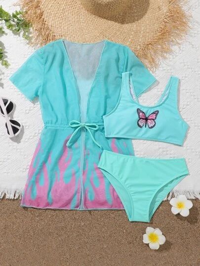 Girls Beachwear | Womens Girls Beachwear Online | SHEIN EUR Swimsuit Aesthetic, Shein Kids, Slay Outfits, Cute Bathing Suits, Swimming Outfit, Swimming Costume, Print Kimonos, Summer Swim Suits, Cute Swimsuits