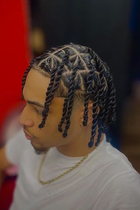 mens hairstyles Twists For Black Hair Men, Guy Twist Hairstyle, Singles Hairstyles Braids Men, Men’s Braid Twist Styles, Twists Men Hair, Box Twists Hairstyles Men, Braided For Men, Twisted Braids Men, Mens Hairstyles Twist