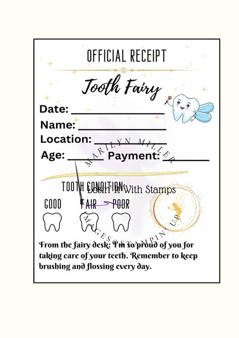 Diy Tooth Fairy, Tooth Fairy Pillow, Report Card, First Tooth, Tooth Fairy, Note Cards, Digital Download