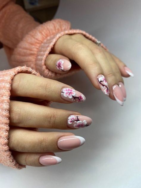 Fresh Spring Nail Inspo 2024: Blossom into Style with Trendy Designs Cherry Blossom Short Nails, Nail Art Blossom, Japanese Inspired Nails Art Designs, Pink Blossom Nails, Cherry Blossom Tree Nails, Cherry Blossom Pink Nails, Japan Nails Design Simple, Blossom Tree Nails, Sakura Blossom Nails