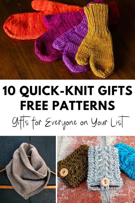 10 Quick-Knit Gifts: Free Patterns for Everyone on Your List — Blog.NobleKnits Xmas Gifts To Knit, Knitted Gifts Free Patterns, Knitting Gifts Easy, Knit Christmas Gifts Free Patterns, Quick Christmas Knits Free Pattern, Knit Christmas Gift Ideas, Easy Knit Gifts Christmas, Cute Small Knitting Projects, Knitting Quick Projects