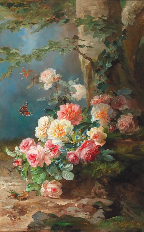 Rococo Paintings, Rose Still Life, Hans Zatzka, Rococo Painting, Meaningful Paintings, Rococo Art, Rennaissance Art, Floral Still Life, 19th Century Paintings