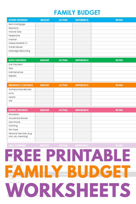 If you are looking for an easy way to organise your family budget and your family spending these free printable family budget worksheets will help you reach your financial goals. These family budget worksheets are perfect for family budgeting, meeting your financial goals and for easy financial tracking. Family Finances Management, One Income Family Budget, Baby Budget Spreadsheet, Family Budget Spreadsheet, Budgeting Strategies, Family Budget Template, Printable Budget Sheets, Family Financial Planning, Family Budget Planner