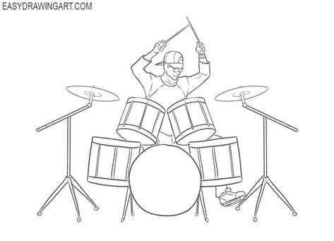 drummer drawing Drums Reference Pose, Rock Band Poses Drawing Reference, Drum Drawing Reference, Girl Drummer Drawing, Gutair Drawing Reference, Band Base Drawing, Musician Drawing Reference, Drummer Art Reference, Drummer Pose Reference Drawing