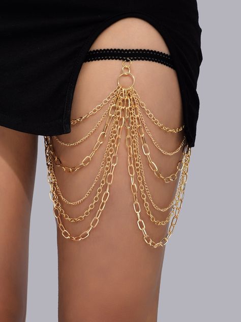 Thigh Chain Jewelry, Thigh Jewelry, Thigh Chain, Gold Body Chain, Street Shooting, Leg Chain, Boho Crystal, Woman Personality, Chain For Women