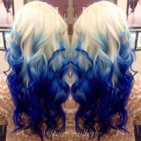 Blue Blonde Balayage, Blond Hair With Blue Peekaboos, Platinum Blonde Hair With Blue Tips, Navy Blue And Blonde Hair, Blue Hair Blonde Highlights, Blue Money Piece Hair Blonde, Blue And Platinum Hair, Blue Balayage Blonde, White Hair With Blue Tips