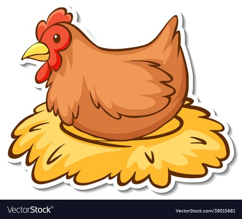 Chicken Sitting, Farm Cartoon, Animal Illustration Kids, Chicken Vector, Chicken Illustration, Sticker Illustration, Cartoon Chicken, Food Cartoon, Science Themes