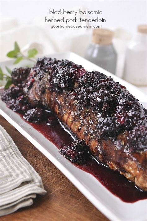 Herbed Pork Tenderloin, Blackberry Balsamic, Balsamic Pork Tenderloins, Blackberry Sauce, Paleo Pork, Honey Pork, Balsamic Pork, Blackberry Recipes, Pork Glaze