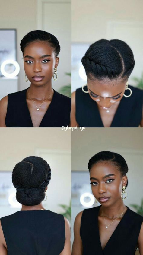 Elegent hairstyles,Elegent hair inspo for women,simple hairstyles. Wearable Twists Natural Hair, Natural Hair For Brides, No Weave Protective Styles For Natural Hair, Style For Hair Ideas, Cute Simple Protective Hairstyles Black Women, 4c Professional Hairstyles, Natural Hair Styles Professional, Protective 4c Natural Hairstyles, Elegant Type 4 Hairstyles