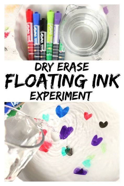 Amazing Dry Erase "Floating Ink Experiment"- Make your drawings float with this fascinating science activity! Expo Marker Water Trick, Simple Science Experiments, Water Experiments, Happy Hooligans, Preschool Science Activities, Experiment For Kids, At Home Science Experiments, Science Crafts, Stem Activity