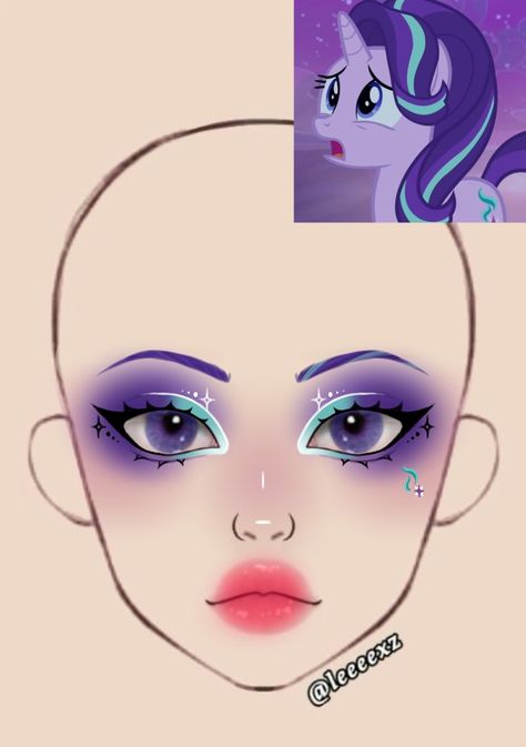 Rarity Makeup, Mlp Makeup, Face Chart Makeup Ideas, Starlight Makeup, My Little Pony Makeup, Makeup Template, Pony Makeup, Halloweenský Makeup, Anime Eye Makeup