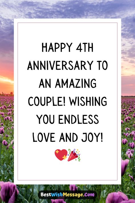 🎉 Four years of love, laughter, and countless memories! Wishing my dear sister and brother-in-law a joyous 4th wedding anniversary. Here's to more wonderful years filled with happiness! 💑✨ #4thAnniversary #AnniversaryWishes #FamilyFirst #SisterBond #MarriageGoals 4th Wedding Anniversary Wishes, Wedding Anniversary Wishes For Sister, Messages For Sister, 1st Wedding Anniversary Wishes, Anniversary Wishes For Sister, My Dear Sister, Happy Aniversary, 1st Birthday Wishes, Wedding Anniversary Message