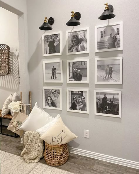 Family Photo Gallery Wall in 5 Easy Steps • Little Gold Pixel Foto Scale, Family Photo Gallery, Family Photo Gallery Wall, Photo Gallery Wall, Vstupná Hala, Family Pictures On Wall, Family Wall Decor, Photo Wall Gallery, Gallery Wall Living Room