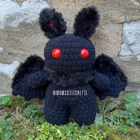 Mothman and Cthulhu Crochet Pattern, Low Sew Amigurumi Instructions, Cryptid Crochet Plushie, Cute Birthday Gift - Etsy Mothman Amigurumi Pattern Free, Crochet Mothman Pattern Free, Creepy Crochet Plushies, Mothman Crochet Pattern Free, Creepy Crochet Pattern, Crochet Cryptid, Cryptid Crochet, Crochet Witchy Stuff, Crochet Mothman