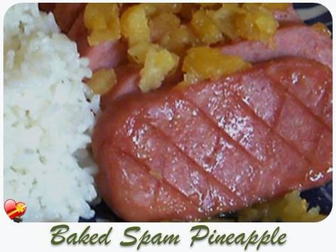 Baked Spam Pineapple Spam Pineapple Recipe, Baked Spam, Spam Pineapple, Pineapple Rice Recipes, Spam Recipes Dinners, Culture Recipes, Appalachian Recipes, Ham Dishes, Spam Recipes