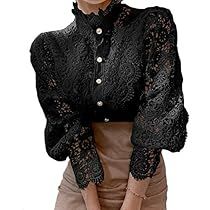 Stand Collar Blouse, Women Lace Blouse, Lace Blouse Long Sleeve, Patchwork Shirt, Patch Work Blouse, Feminine Blouses, Petal Sleeve, Elegant Blouses, Lace Patchwork