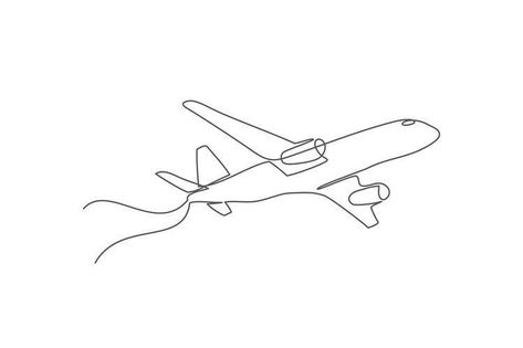 One Line Plane Tattoo, One Line Airplane Tattoo, Airplane Aesthetic Drawing, Plane Line Art, Airplane Line Art, Travel Inspired Tattoos, Plane Tattoos, Airplane Outline, Aviation Tattoo