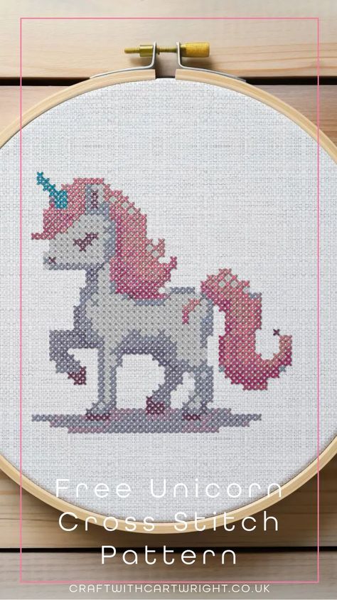 Free Unicorn Cross Stitch Pattern: A Simple, Cute Design for Beginners - Craft with Cartwright Unicorn Cross Stitch Pattern Free Printable, Unicorn Cross Stitch, Unicorn Cross Stitch Pattern, Design For Beginners, Beginner Crafts, Cross Stitch Patterns Free, Christmas Cross, Easy Kids, Christmas Cross Stitch