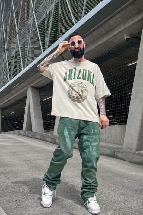 Pine Green Outfit Men, Pine Green Outfit, Green Outfit Men, Jordan 4 Pine Green, Sb Outfits, Green Jeans Outfit, Baggy Fashion, Cool Street Style, Styling Jordans