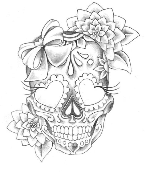 Skull Candy Tattoo, Girly Skull Tattoos, Tattoo Crane, Sugar Skull Girl Tattoo, Candy Skull Tattoo, Skull Tattoo Flowers, Candy Tattoo, Feminine Skull Tattoos, Tattoo Black And White