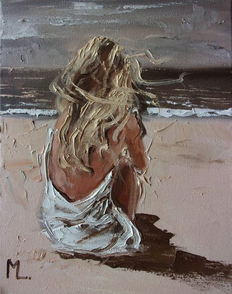 Artist Vibes, Appreciation Art, Monika Luniak, Twisted Art, Wal Art, Painting Of A Woman, Sun Sky, Pink Painting, Sea Sand